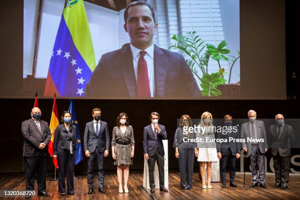 Family photo of the President of the PP, Pablo Casado ; the acting President of the Community of Madrid, Isabel Diaz Ayuso ; the former Prime...