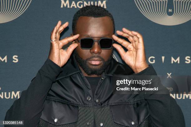 Gandhi Djuna a.k.a. GIMS attends the 'Gims x Magnum' ice cream launch at Espace Amelot on May 27, 2021 in Paris, France.