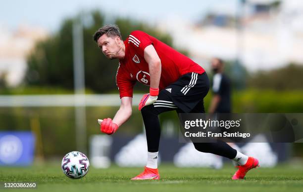 Wayne Hennessey of Wales during a Training Session on May 27, 2021 in Lagos, Portugal.
