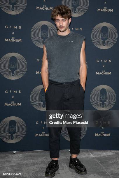 Actor Maxence Danet-Fauvel attends the 'Gims x Magnum' ice cream launch at Espace Amelot on May 27, 2021 in Paris, France.