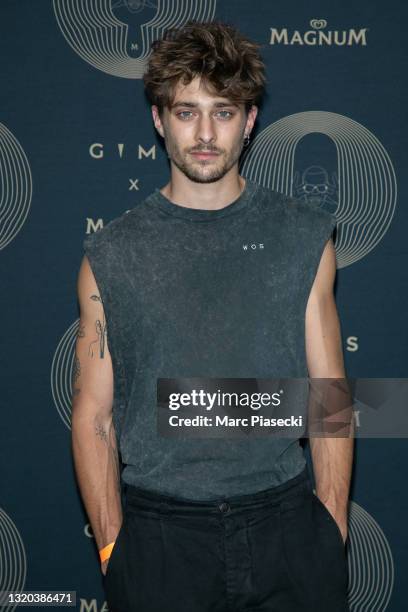 Actor Maxence Danet-Fauvel attends the 'Gims x Magnum' ice cream launch at Espace Amelot on May 27, 2021 in Paris, France.