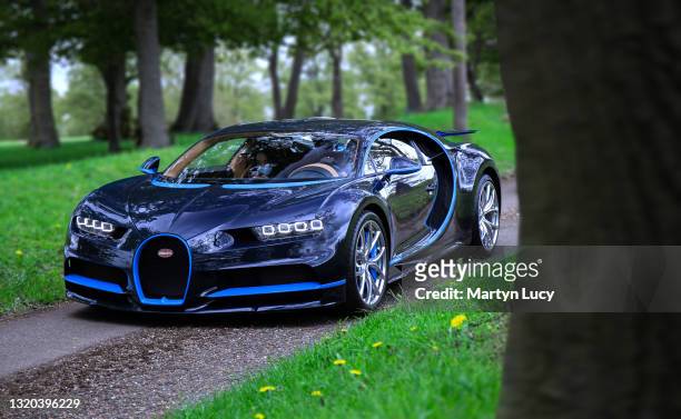 The Bugatti Chiron at Knebworth House, hertfordshire. The Bugatti was attending a promo photoshoot for Petrolheadonism Live, an up coming car show at...