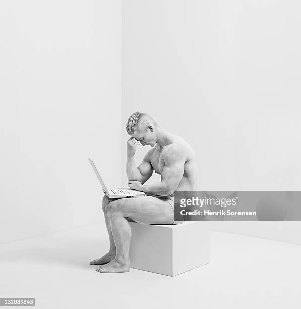 white statue in white room - body adornment stock pictures, royalty-free photos & images