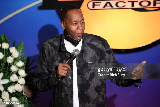 Mark Curry speaks during the Paul Mooney Tribute Show at The Laugh Factory on May 27, 2021 in West Hollywood, California.