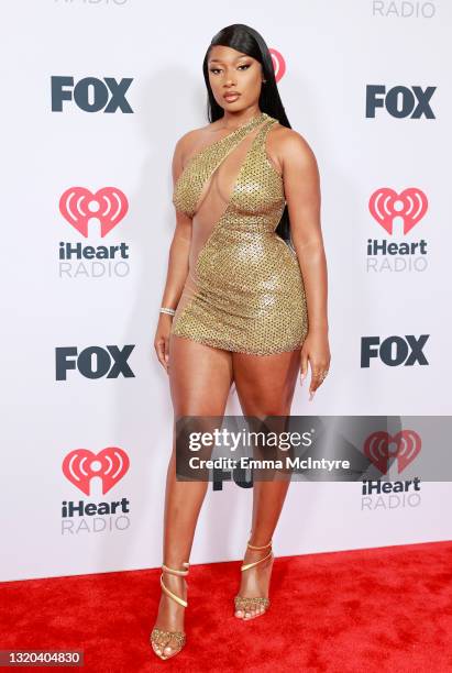 Megan Thee Stallion attends the 2021 iHeartRadio Music Awards at The Dolby Theatre in Los Angeles, California, which was broadcast live on FOX on May...