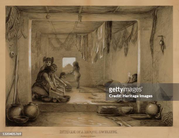 Interior of a Hopi Dwelling, late 19th-early 20th century. Artist William H. Jackson.