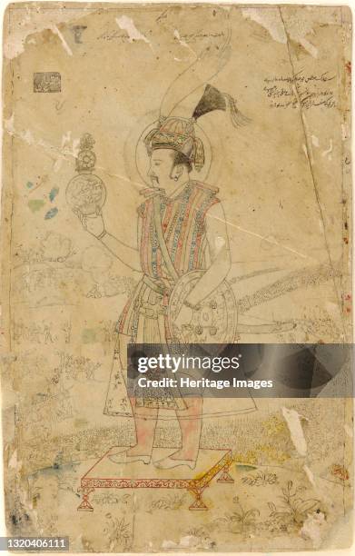 Emperor Jahangir holding an orb, early 18th century. Artist Unknown.