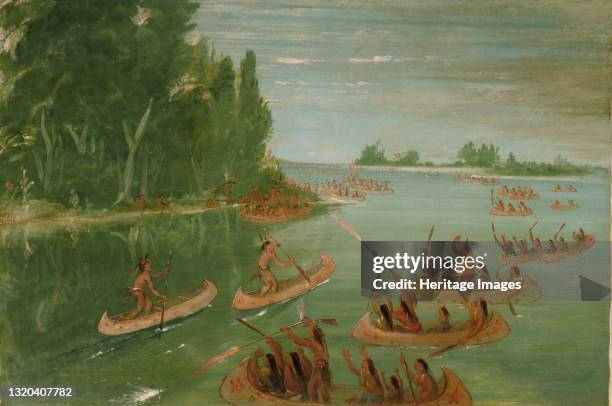 Canoe Race Near Sault Ste. Marie, 1836-1837. Artist George Catlin.