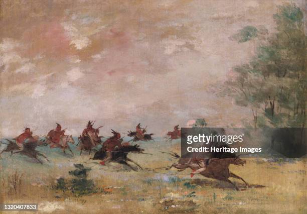 Comanche War Party, Mounted on Wild Horses, 1834-1837. Artist George Catlin.
