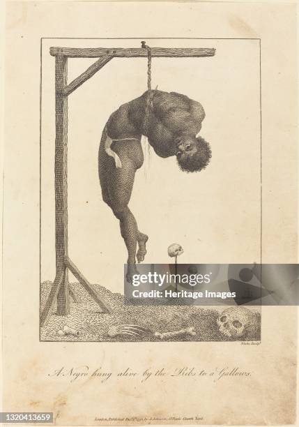 Negro hung alive by the Ribs to a Gallows, 1792. Artist William Blake.