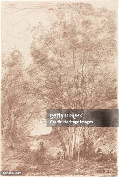 The Philosophers' Retreat , 1871. Artist Jean-Baptiste-Camille Corot.