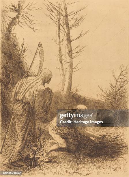 Death and the Woodcutter, 2nd plate . Artist Alphonse Legros.