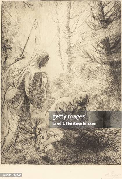 Death and the Woodcutter, 2nd plate . Artist Alphonse Legros.