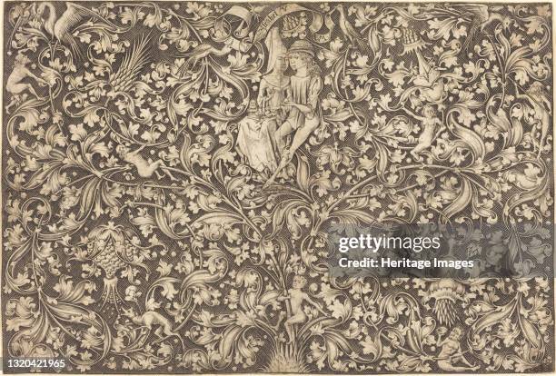 Ornament Panel with Two Lovers, circa 1490/1500. Artist Israhel van Meckenem.