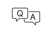 Questions and answers speech bubble icon. Q and A Sign on white background. Design element for website and mobile apps. Vector illustration