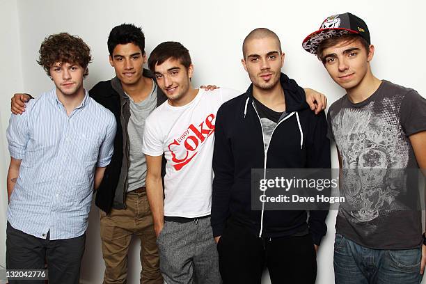 Jay McGuiness, Siva Kaneswaran, Tom Parker, Max George and Nathan Sykes of The Wanted pose for a portrait to promote their new album 'Battleground'...