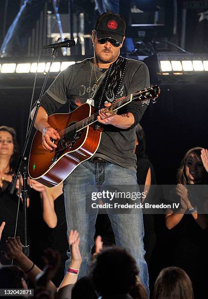 Eric Church performs at the 45th annual CMA Awards at the Bridgestone Arena on November 9, 2011 in Nashville, Tennessee.