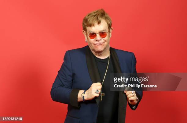 Honoree Elton John attends the 2021 iHeartRadio Music Awards at The Dolby Theatre in Los Angeles, California, which was broadcast live on FOX on May...