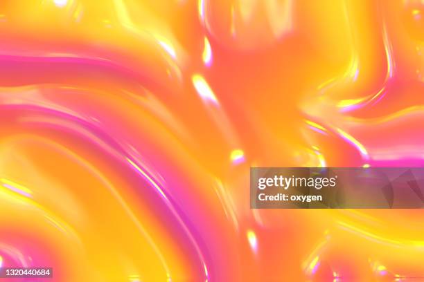abstract morphing yellow pink wave shapes background - shiny paint stock pictures, royalty-free photos & images