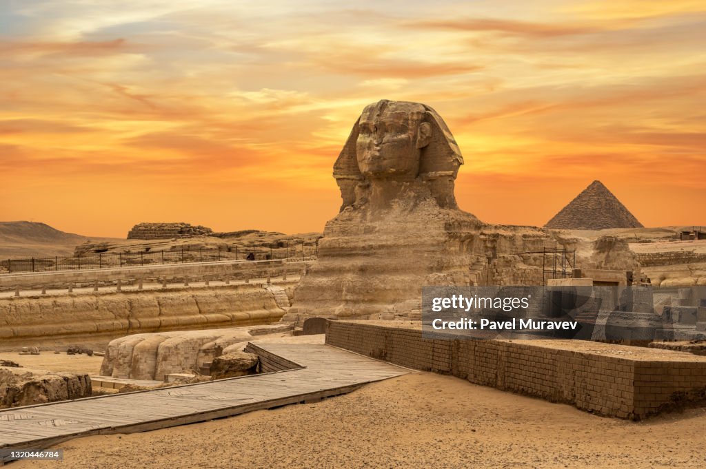 Canvas print Landscape with Egyptian pyramids, Great Sphinx | Fine Art  Prints & Wall Decorations