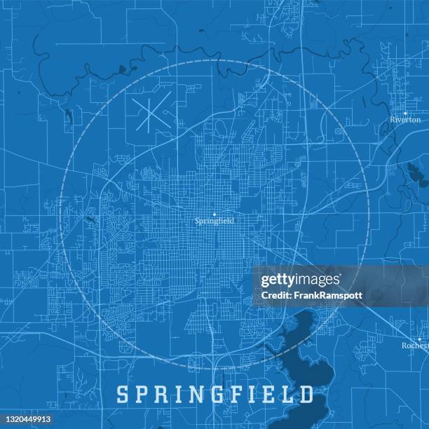 springfield il city vector road map blue text - springfield illinois stock illustrations