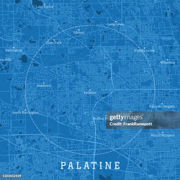 palatine il city vector road map blue text - arlington heights stock illustrations