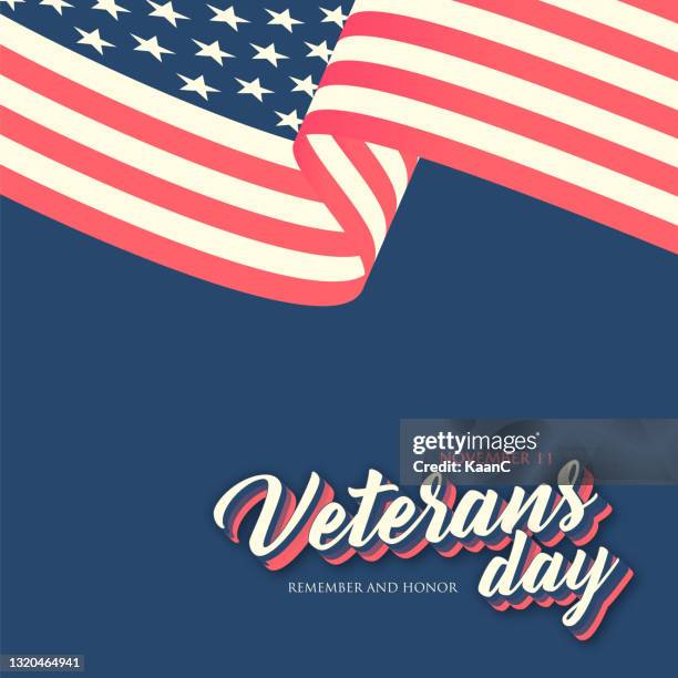 ilustrações de stock, clip art, desenhos animados e ícones de veterans day vector illustration, honoring all who served, usa flag waving on blue background. stock illustration - vintage memorial day