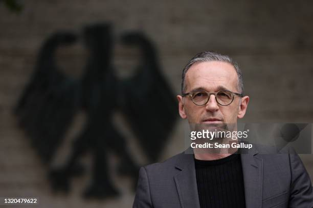 German Foreign Minister Heiko Maas speaks to the media to confirm that Germany has reached an agreement with Namibia over Germany's admitted...