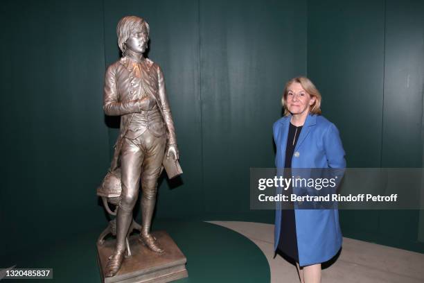 President of Castle of Versailles Catherine Pegard attends the Napoleon Exhibition Preview at "Grande Halle de La Villette" on May 27, 2021 in Paris,...