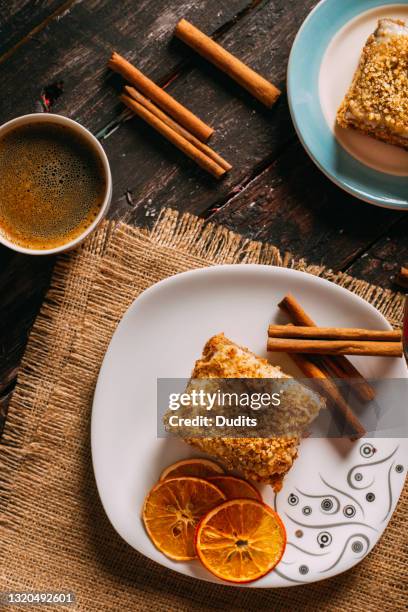 carrot cakes on rustic background - carrot cake stock pictures, royalty-free photos & images