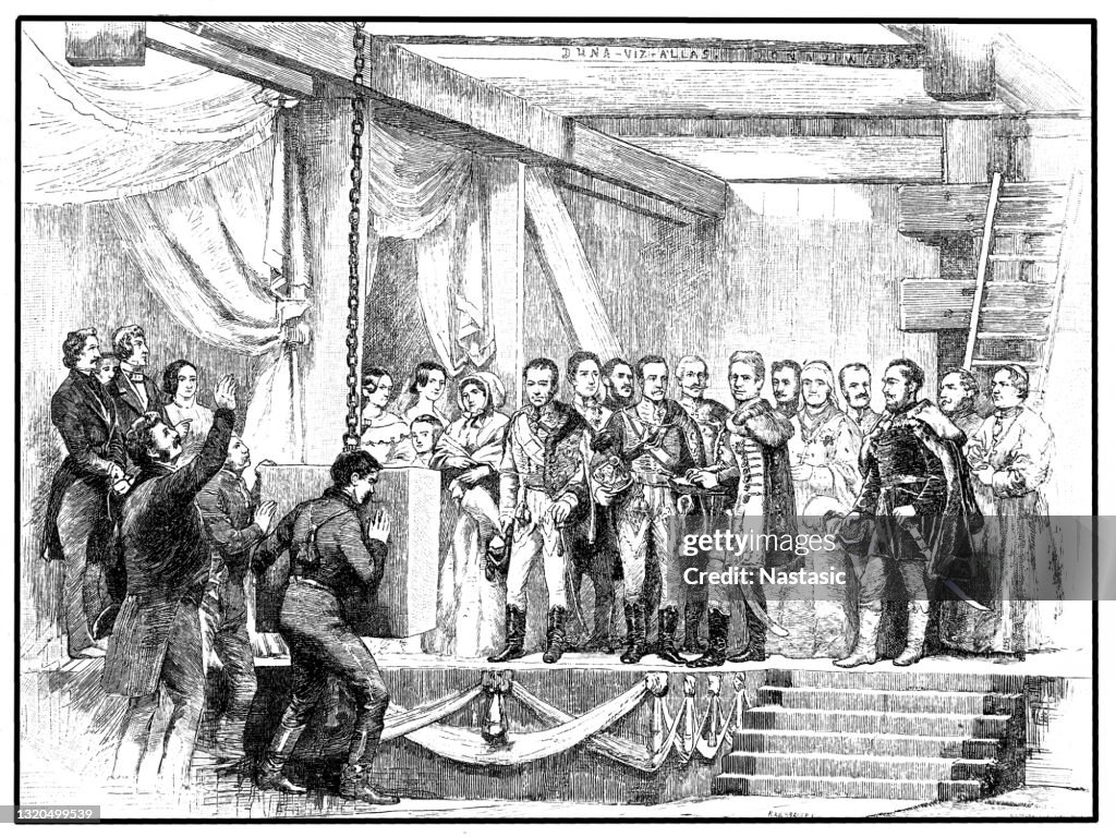 Laying the Foundation stone for Chain Bridge 24 August 1842