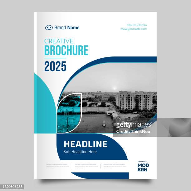 abstract a4 brochure cover design. text frame surface. urban city view font. blue, green, white title sheet model. - note pad cover stock illustrations