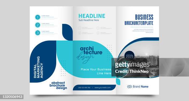 三折宣傳冊設計。三折傳單的企業業務範本。 - folded 幅插畫檔、美工圖案、卡通及圖標