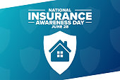 National Insurance Awareness Day. June 28. Holiday concept. Template for background, banner, card, poster with text inscription. Vector EPS10 illustration.