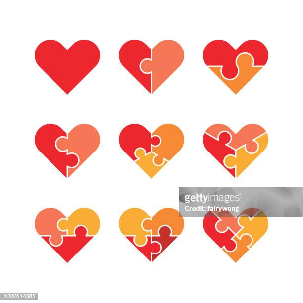 love puzzle icons - hearts - playing card stock illustrations