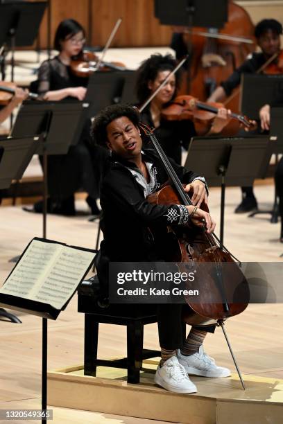 Sheku Kanneh-Mason performs with the Chineke! London Contemporary Orchestra at Southbank Centre on May 28, 2021 in London, England. The performance...