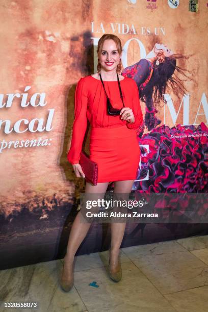 Spanish actress Mar Regueras poses at the presentation of "La Vida Es Un Romance" at Teatro Cofidis Alcazar on May 28, 2021 in Madrid, Spain.