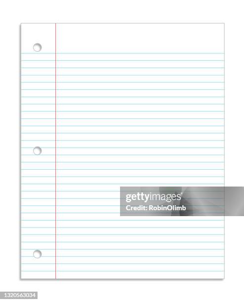 sheet of school ring binder paper - lined paper stock illustrations