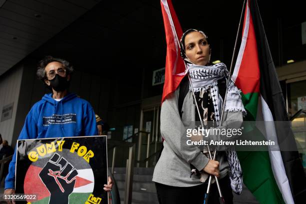 Students of Palestinian descent and their allies hold a rally to protest the Israeli occupation of Palestine and demand that the university system...