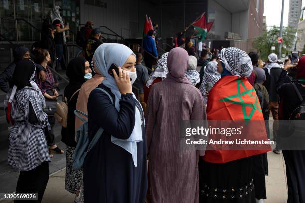 Students of Palestinian descent and their allies hold a rally to protest the Israeli occupation of Palestine and demand that the university system...