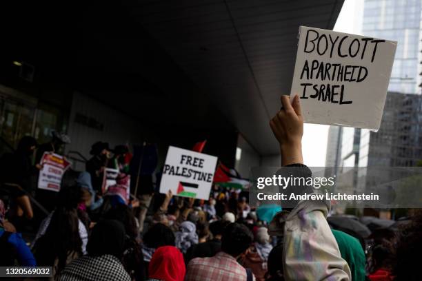 Students of Palestinian descent and their allies hold a rally to protest the Israeli occupation of Palestine and demand that the university system...