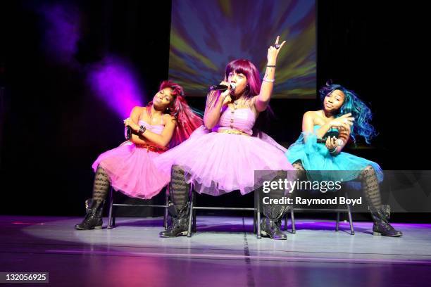 Singing group The OMG Girlz, performs during the "Scream Tour: The Next Generation" at the Arie Crown Theater in Chicago, Illinois on OCTOBER 28,...