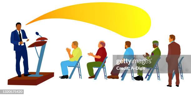 openingceremonyspeechandaudience - crowd clapping hands stock illustrations