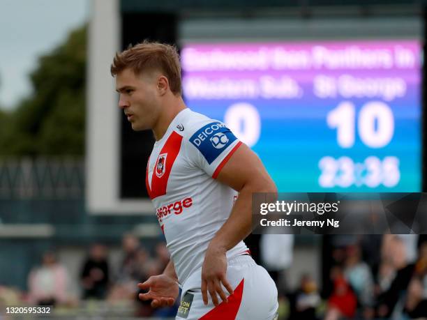 St George Illawarra Dragons player Jack De Belin runs onto the field during the NSWRL round 12 match against the Western Suburbs Magpies at Lidcombe...