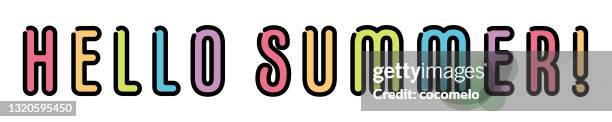 hello summer! logo. - hello summer stock illustrations