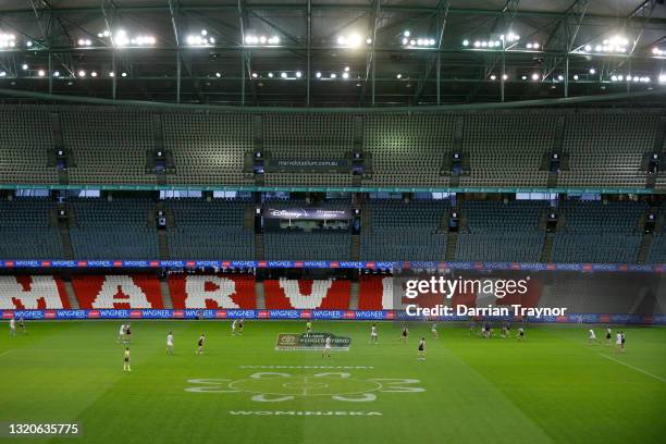 General view during the round 11 AFL match between the St Kilda Saints and the North Melbourne Kangaroos at Marvel Stadium on May 29, 2021 in...