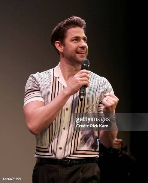 John Krasinski speaks onstage at the Austin screening of 'A Quiet Place Part II' at the The Paramount Theater on May 28, 2021 in Austin, Texas.