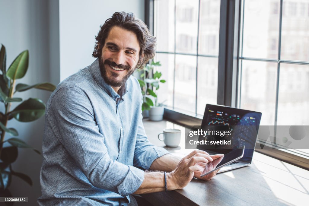 Businessman working from home office