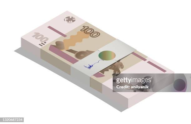 ruble banknotes - russian rouble note stock illustrations