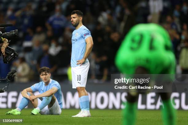 Sergio Aguero of Manchester City looks dejected following their side's defeat in the UEFA Champions League Final between Manchester City and Chelsea...